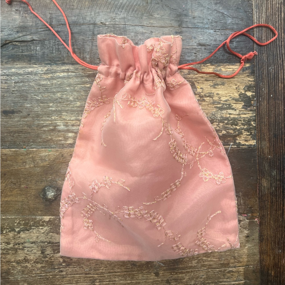 Tocca Blush Pink Embroidered Fabric pouch